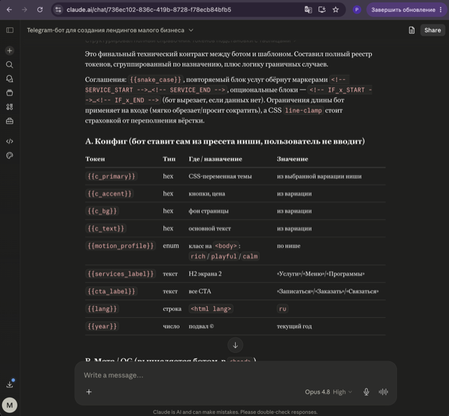 связка шаблонов с ботом
